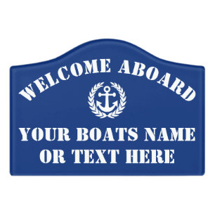 Nautical welcome aboard boat anchor motif door sign