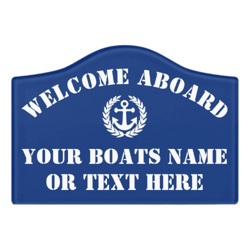 Nautical welcome aboard boat anchor motif door sign