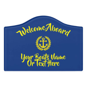 Nautical welcome aboard boat anchor motif door sign