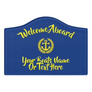 Nautical welcome aboard boat anchor motif door sign