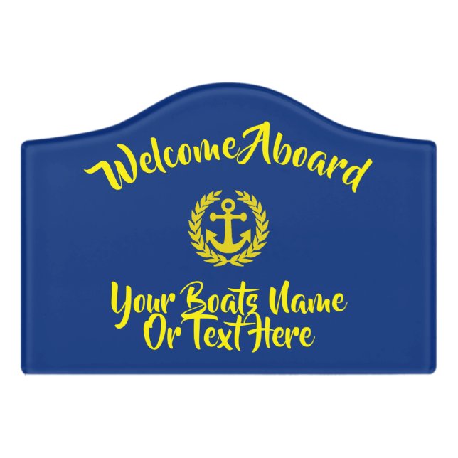 Nautical welcome aboard boat anchor motif door sign (Small Crest Front)