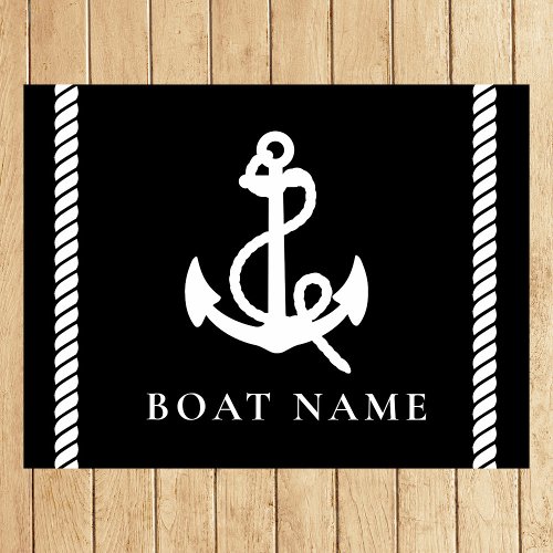 Nautical Welcome Aboard Boat Name Anchor  Doormat