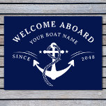 Nautical Welcome Aboard Boat Name Anchor Navy Blue Doormat at Zazzle