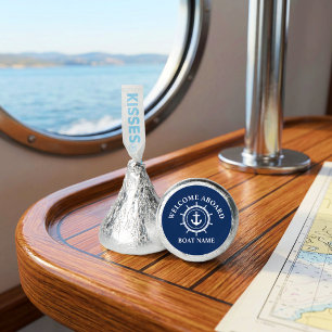 Nautical Welcome Aboard Boat Name Anchor Rope Helm Hershey®'s Kisses®