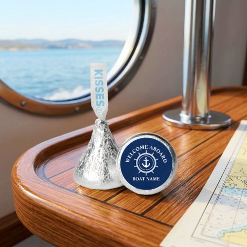Nautical Welcome Aboard Boat Name Anchor Rope Helm Hershey®'s Kisses®