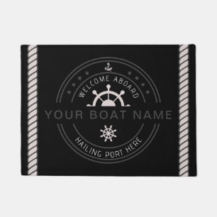 Nautical Welcome Aboard Boat Name Doormat