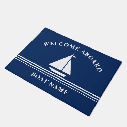 Nautical Welcome Aboard Boating Name Doormat