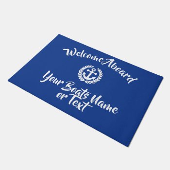 Nautical Welcome Aboard Boats Name Anchor Doormat by customizedgifts at Zazzle