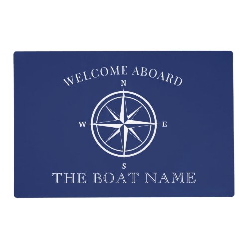 Nautical Welcome Aboard Compass Rose Boat Name Placemat