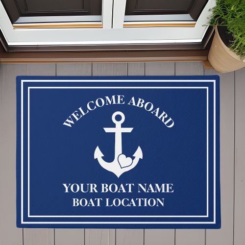 Nautical Welcome Aboard Heart Anchor Boat Admirer Doormat