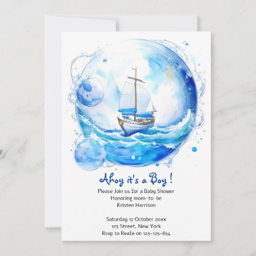 Nautical Welcome Party Boy Baby Shower Invitation