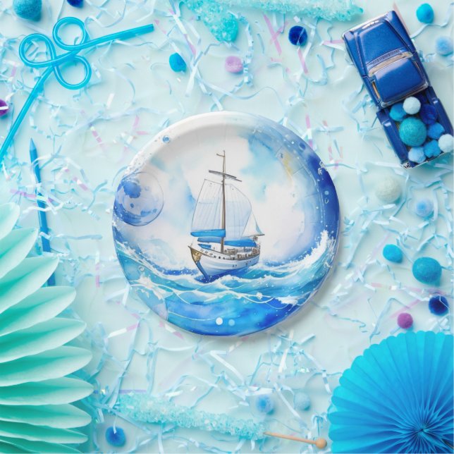 Nautical Welcome Party: Boy Baby Shower Paper Plates (Party)