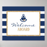Nautical Welcome Sign Navy &amp; Gold at Zazzle