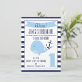 Nautical Whale 1st Birthday Invitation For Boy (Standing Front)