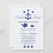 Nautical Whale Achors Away Blue Boy Baby Shower Invitation (Front)