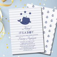 Nautical Whale Ahoy Its A Boy Baby Shower Invitation