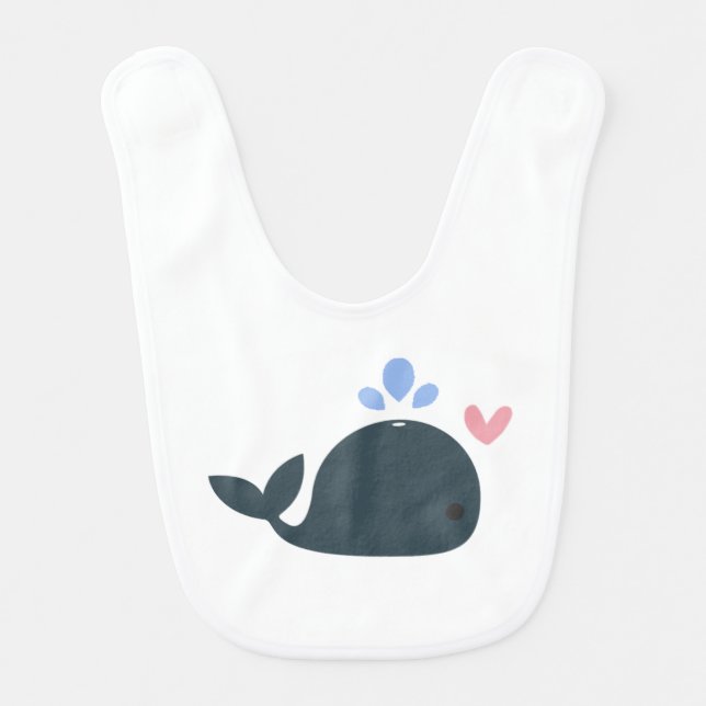 Nautical Whale Anchor Ocean Love Baby Bib (Front)