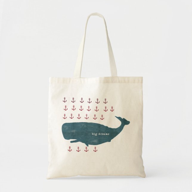 Nautical Whale Anchors Preppy Tote Bag (Front)