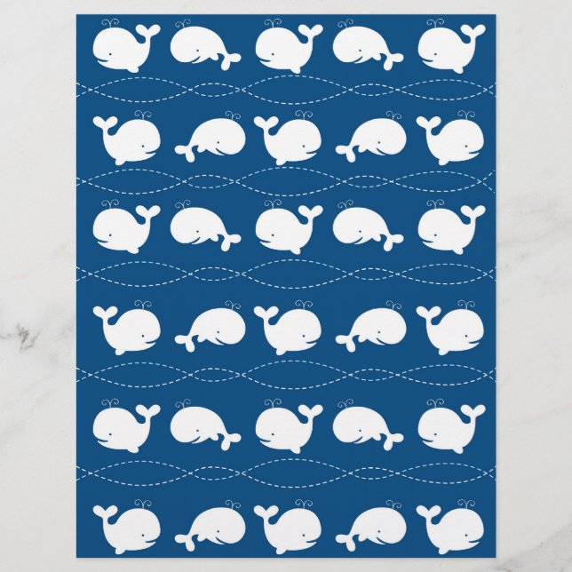 Nautical Whale Baby Scrapbook Paper (Front)