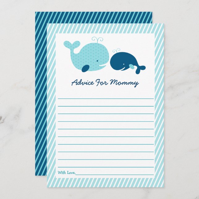 Nautical Whale Baby Shower Advice Invitation (Front/Back)