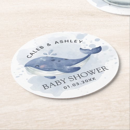 Nautical Whale Baby Shower Coaster