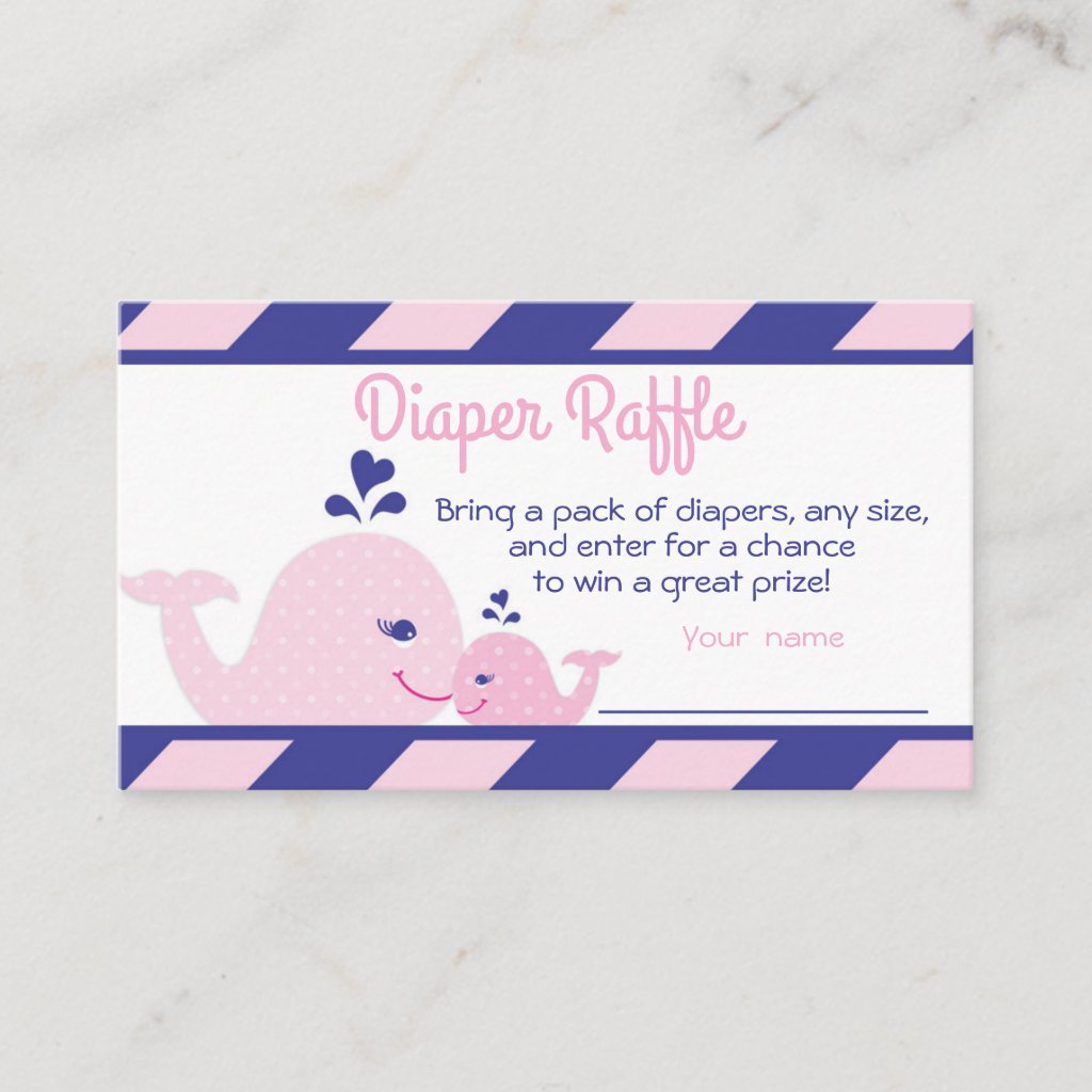Nautical Whale Baby Shower Diaper Raffle Ticket Enclosure Card