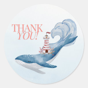 Nautical Whale Baby Shower Favor Thank You Sticker