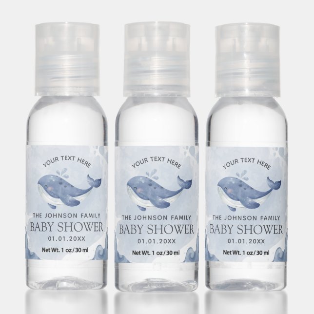 Nautical Whale Baby Shower Hand Sanitizer (Set)