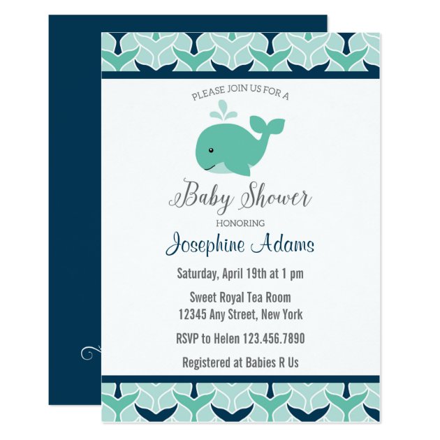 Nautical Whale Baby Shower Invitation