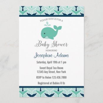 Nautical Whale Baby Shower Invitation by melanileestyle at Zazzle