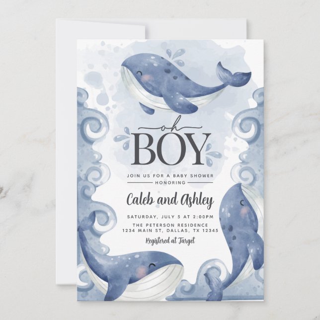 Nautical Whale Baby Shower Invitation (Front)