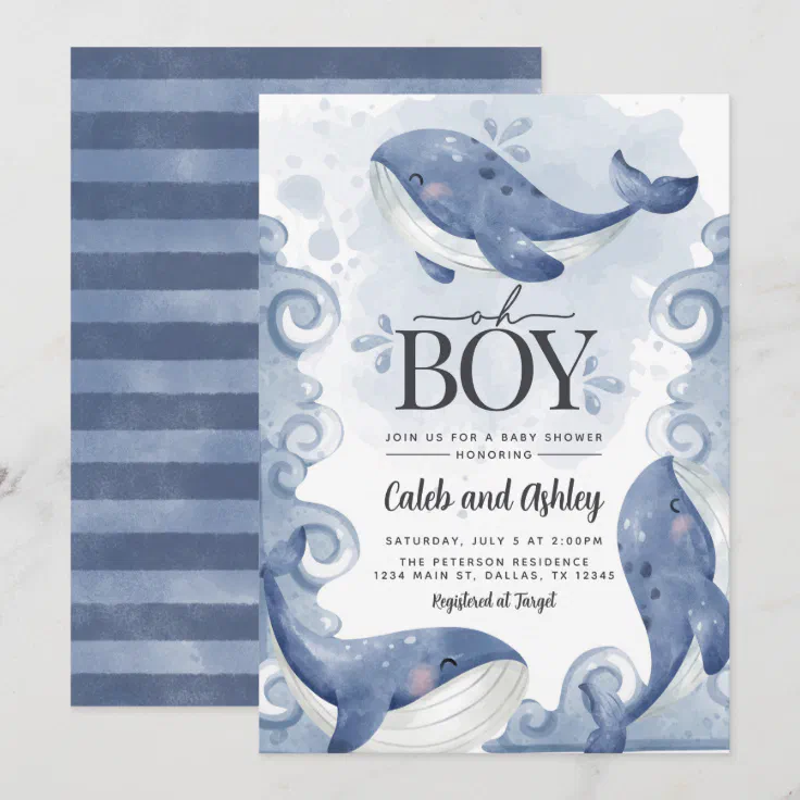 Nautical Whale Baby Shower Invitation | Zazzle