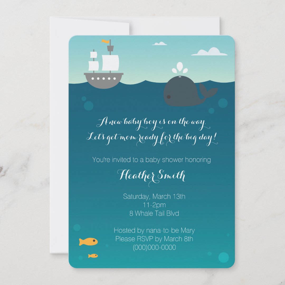Nautical Whale Baby Shower Invitation Zazzle