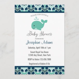 Nautical Whale Baby Shower Invitation