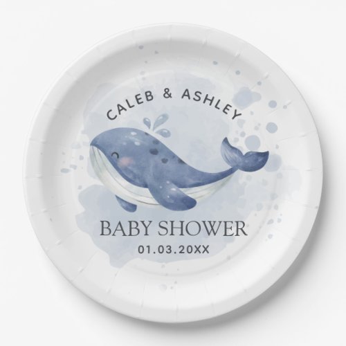 Nautical Whale Baby Shower Paper Plate