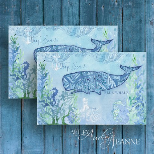 Nautical Whale Beach Seahorse Blue Mint Decoupage Tissue Paper
