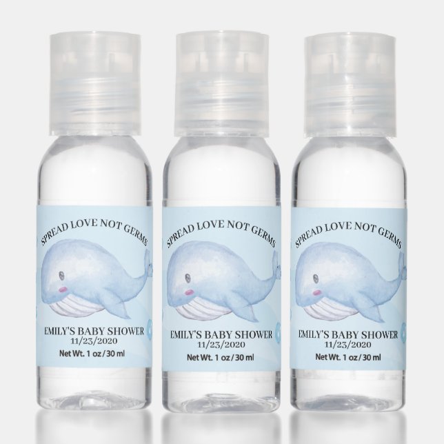 Nautical Whale Boy Baby Shower Travel Bottle Set Hand Sanitizer (Set)