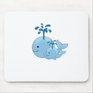 Nautical whale decor, mom and baby whale print mouse pad