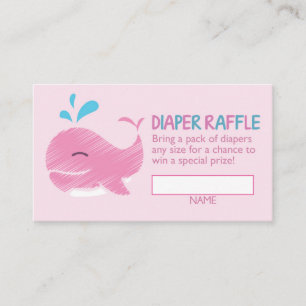 Nautical Whale Diaper Raffle Ticket (girl) Enclosure Card