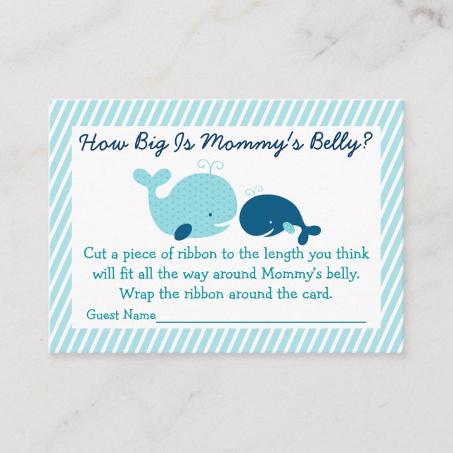 Nautical Whale How Big Is Mommy's Belly Game Enclosure Card (Front)
