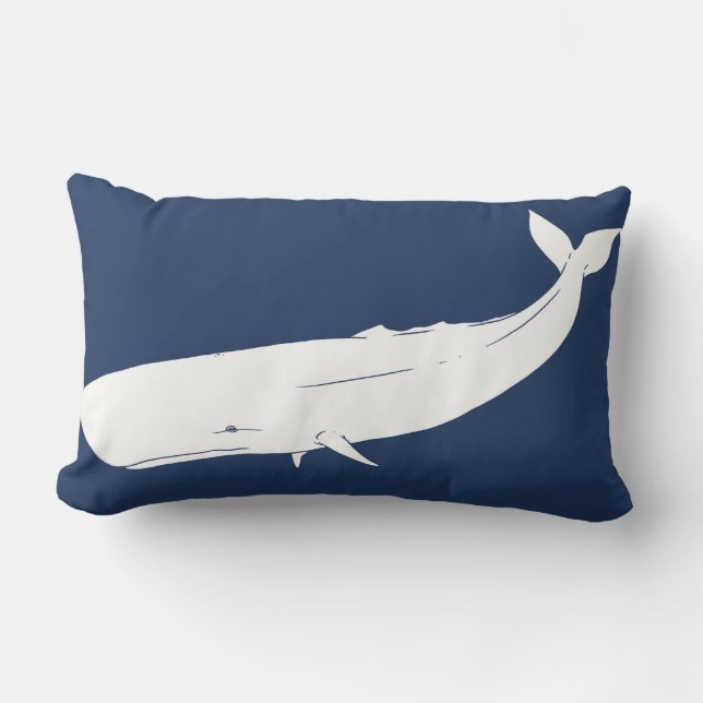 Nautical Whale Lumbar Pillow (Front)