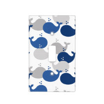 Nautical Whale Navy Blue Gray Baby Boy Nursery Light Switch Cover