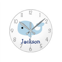 Nautical Whale Nursery Wall Clock