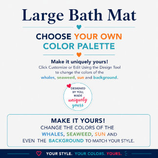 Nautical Whale Pattern Cute Large Bath Mat
