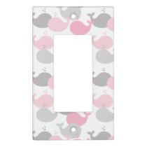 Nautical Whale Pink Gray Baby Girl Nursery Kids Light Switch Cover