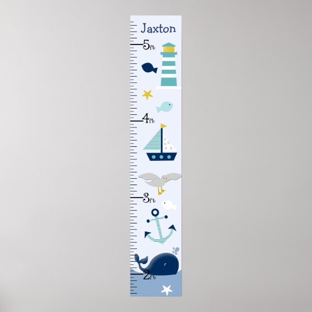 Nautical Whale Sailboat Growth Chart Keep at 8x44! (Front)
