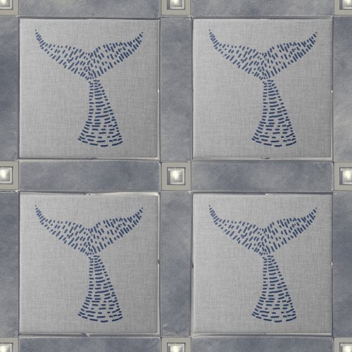 Nautical Whale Tail Line Art Ceramic Tile