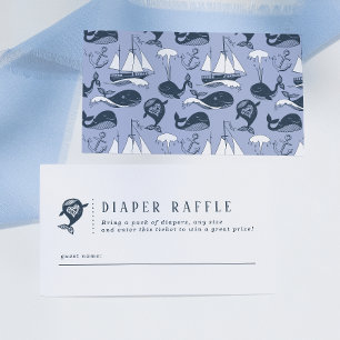Nautical Whale Theme Baby Shower Diaper Raffle Enclosure Card