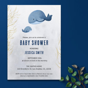Nautical Whale Under the Sea Baby Shower Invitation