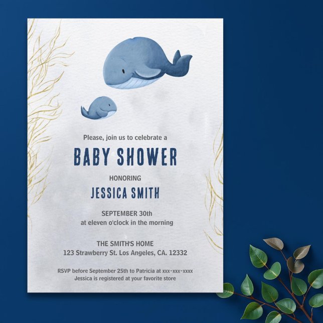 Nautical Whale Under the Sea Baby Shower Invitation (Creator Uploaded)